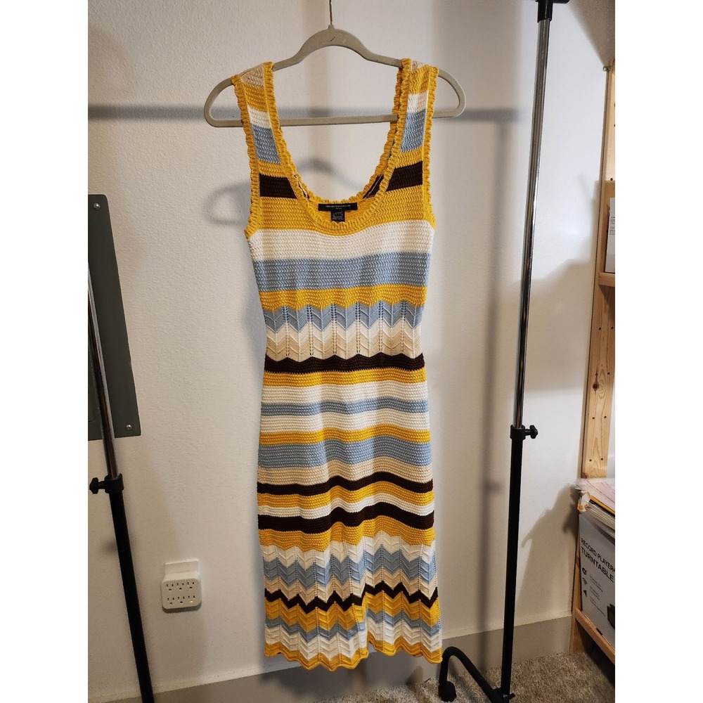French Connection Knit Bodycon Dress Chevron Striped Sleeveless Size 6